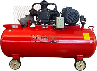 Osaka 10HP Industrial Air Compressor - 100% Copper Motor, Large Tank