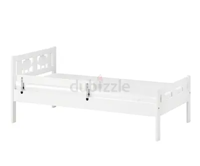 White Toddler Bed with Safety Guard Rail and  High Sleep Mattress