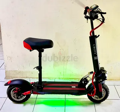 Crony Electric Scooter with Seat - Foldable Deck, LED Lights