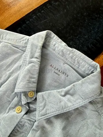 AllSaints light grey button-up shirt size Large