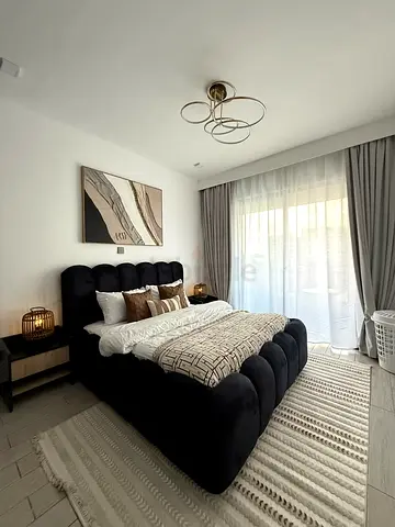 Velvet Upholstered Queen Bed with Tufted Headboard - Dark Blue/Black