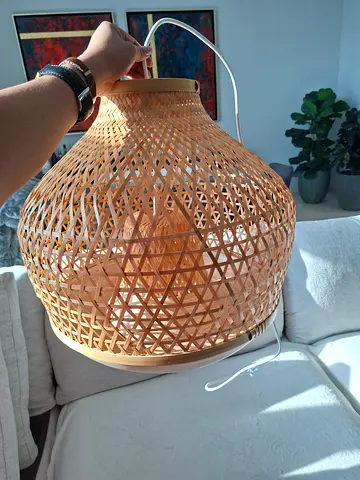 Large Woven Rattan Pendant Lamp Shade - Natural Finish