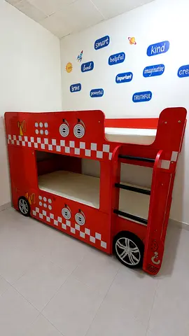 Red Fire Truck Bunk Bed for Kids - Double Bunk, Ladder Included