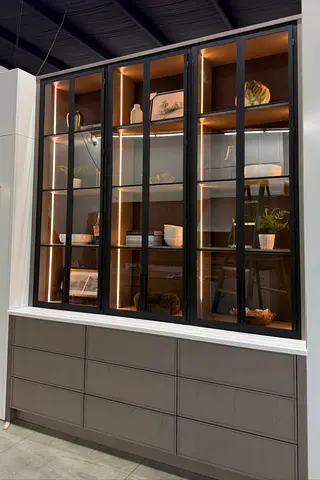 Modern Display Cabinet with Glass Doors and LED Lighting (Large)