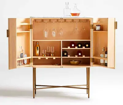 New Home Bar Cabinet with Wine Rack and Glass Holders , bought from crate and barrel
