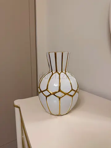 White & Gold Ceramic Decorative Vase