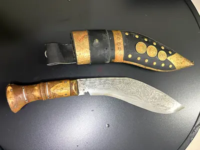 🗡️ Traditional Nepalese Gurkha Kukri Knife with Decorated Scabbard 🇳🇵