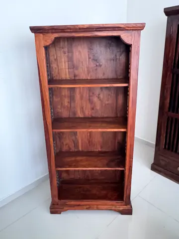 Solid Wood Open Shelf Unit / Display Bookcase - Rustic Finish