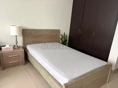 Modern Light Oak Finish 120x200 Twin Bed + Night stand + Bedside lamp with a complimentary Mattress