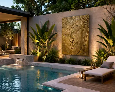 Gold Buddha Garden Wall Art