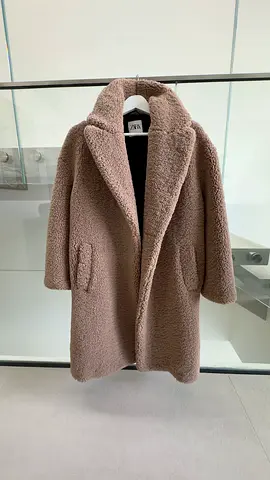 Beige Teddy Faux-Shearling Long Coat - Size M
