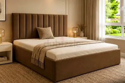 Brend New fabric wooden King size 180x200 Bed with Madical Matress Available