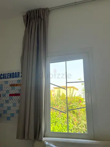 Light grey fabric curtains - good condition (pair)