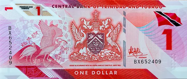 TRINIDAD AND TOBAGO 1 DOLLAR BANKNOTE CURRENCY OF TRINIDAD
