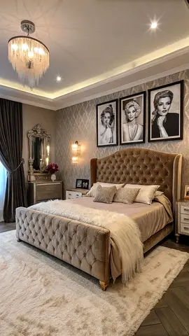 Tufted Velvet Upholstered Bed Frame with Tall Headboard