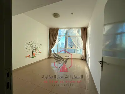 شقة غرفتين وصالة للإيجار في الخان بلكونة باركن مجاني إطلالة على بحيرة الممزر حمامين تشطيب ممتاز برج عائلي قريب من كورنيش المجاز مساحة واسعة مناسبة جدا