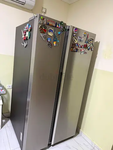Large stainless steel double-door refrigerator - excellent working condition