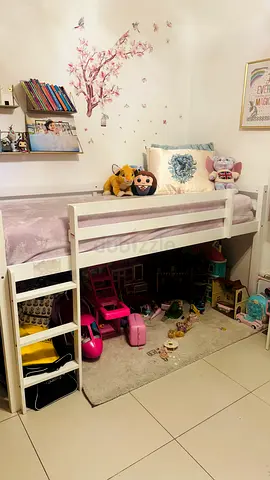 White Kids Loft Bed with Slide - Good Condition