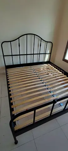 IKEA King Metal Bed Frame with Spring Matress 180×200 cm - Black, Good Condition