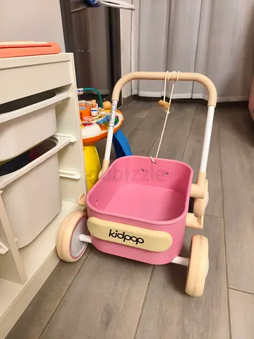 Kidpop wooden push walker/pram - pink, good condition