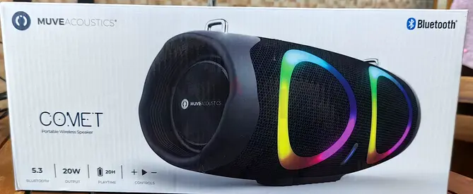 Bramd new MUVE Acoustics Comet Portable Bluetooth Speaker – RGB, 20W, 20H Playtime, Bluetooth 5.3