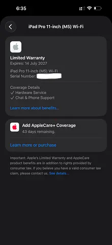 Apple iPad Pro 11 inch Wi-Fi M5 with Apple  Warranty