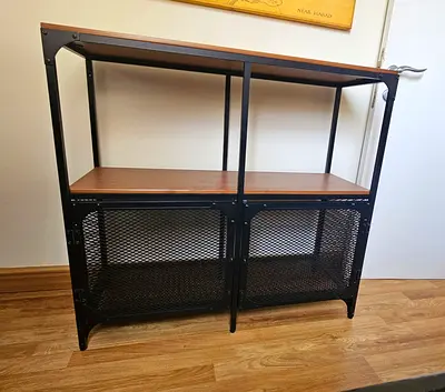 FJÄLLBO - Shelving unit storage cabinet with wooden shelves (2-door)