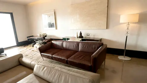 x5 set BB Italia Project Jean 3 seater sofa and x4 armchairs burgundy leather L217 D92 H86 cm