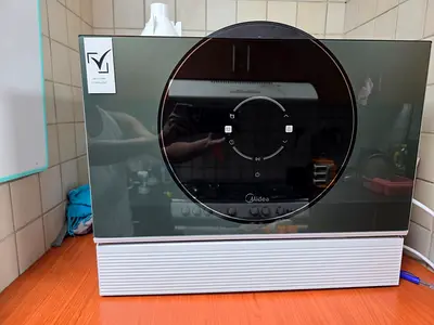 MIdea counter top dishwasher, 6 place setting, auto open drying, touch control, 1 Level Rack Loading