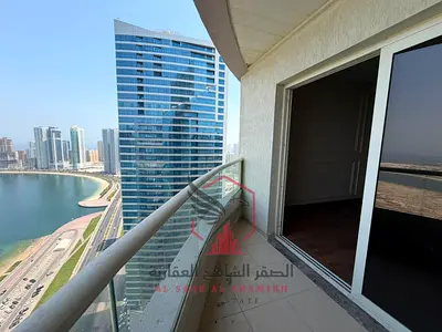 2BR apartment in Al Mamzar. All bedrooms are master, sea view, free AC, parking, gym & pool, 4 baths, free maintenance.