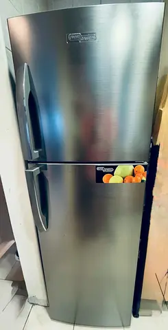 Silver Double-Door Refrigerator - Good Condition, 2-Door Fridge