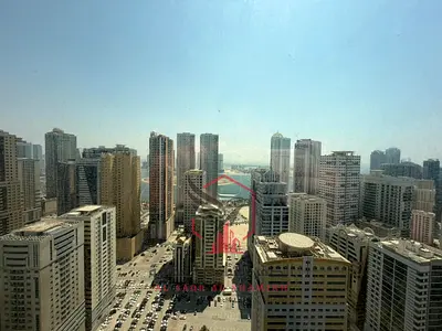 1BR apartment for rent in Al Majaz 3, central AC, central gas, family residential tower, with a stunning view.
