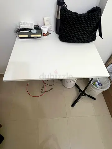 White foldable side table / small study desk - excellent condition