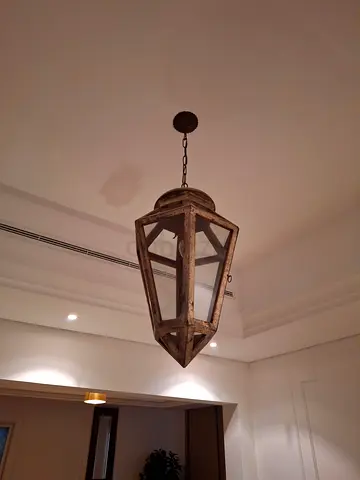 Rustic brass hanging lantern light fixture - pendant