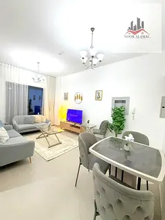 Dubai Liwan Silicon: Apartment featuring a bedroom, living room, kitchen, two bathrooms, and a balco