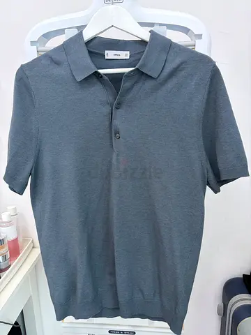Mango Men Gray Short Sleeve Polo Shirt