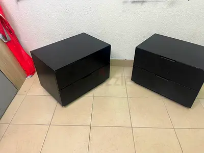 Pair of black bedside drawers / nightstands - modern, good condition