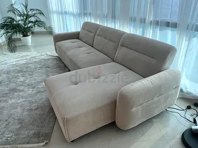 Light grey three-seater L-shaped sofa with chaise - good condition