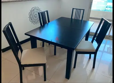IKEA Bjursta black dining table with 4 chairs