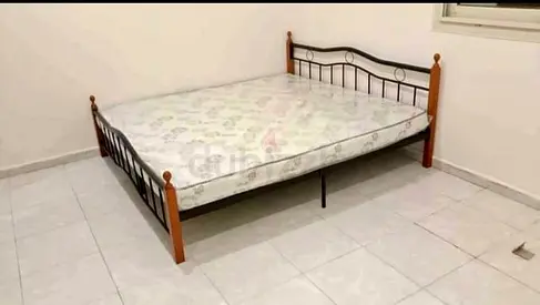 Queen metal & wood bed frame with mattress  brand new