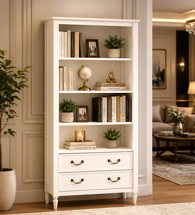 Pottery barn Blythe Bookcase with 4 Shelves and 2 Drawers