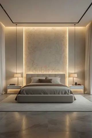 Modern Minimalist Bedroom Set with Upholstered Bed