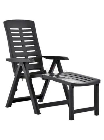 Dark Grey Adjustable Plastic Recliner Chair with Footrest