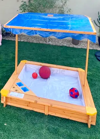 Brand New Outdoor Large Wooden Sandbox with Adjustable Sun Shade