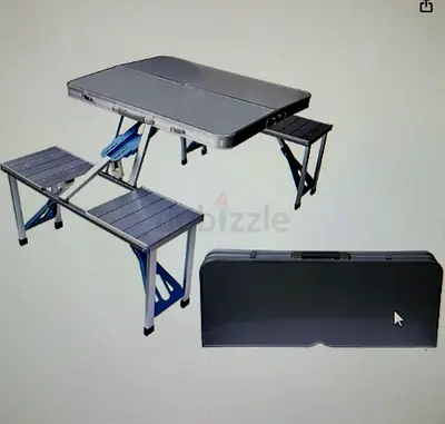 Aluminium camping table with 4 seats