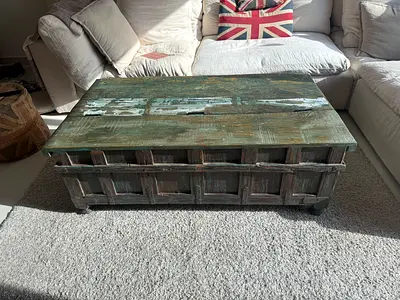 Solid reclaimed teak wood vintage-style coffee table