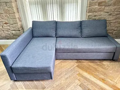 Grey L-Shaped Sofa-bed with Chaise Lounge