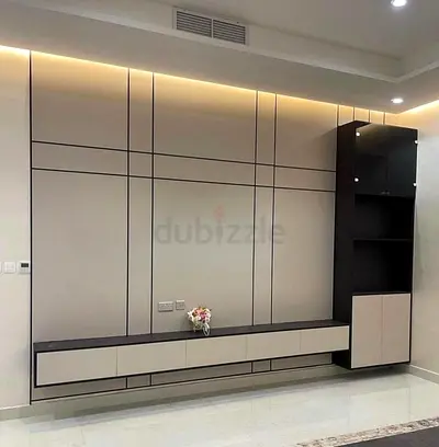 Modern wall-mounted entertainment unit with storage cabinet