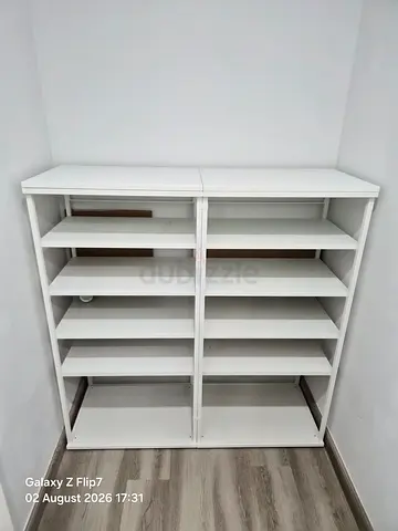 White Built-in Wardrobe Frame with Multiple Shelves - Good Condition 2 indepented units each 60 x32c