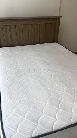 Queen size wooden bed frame with mattress - good condition